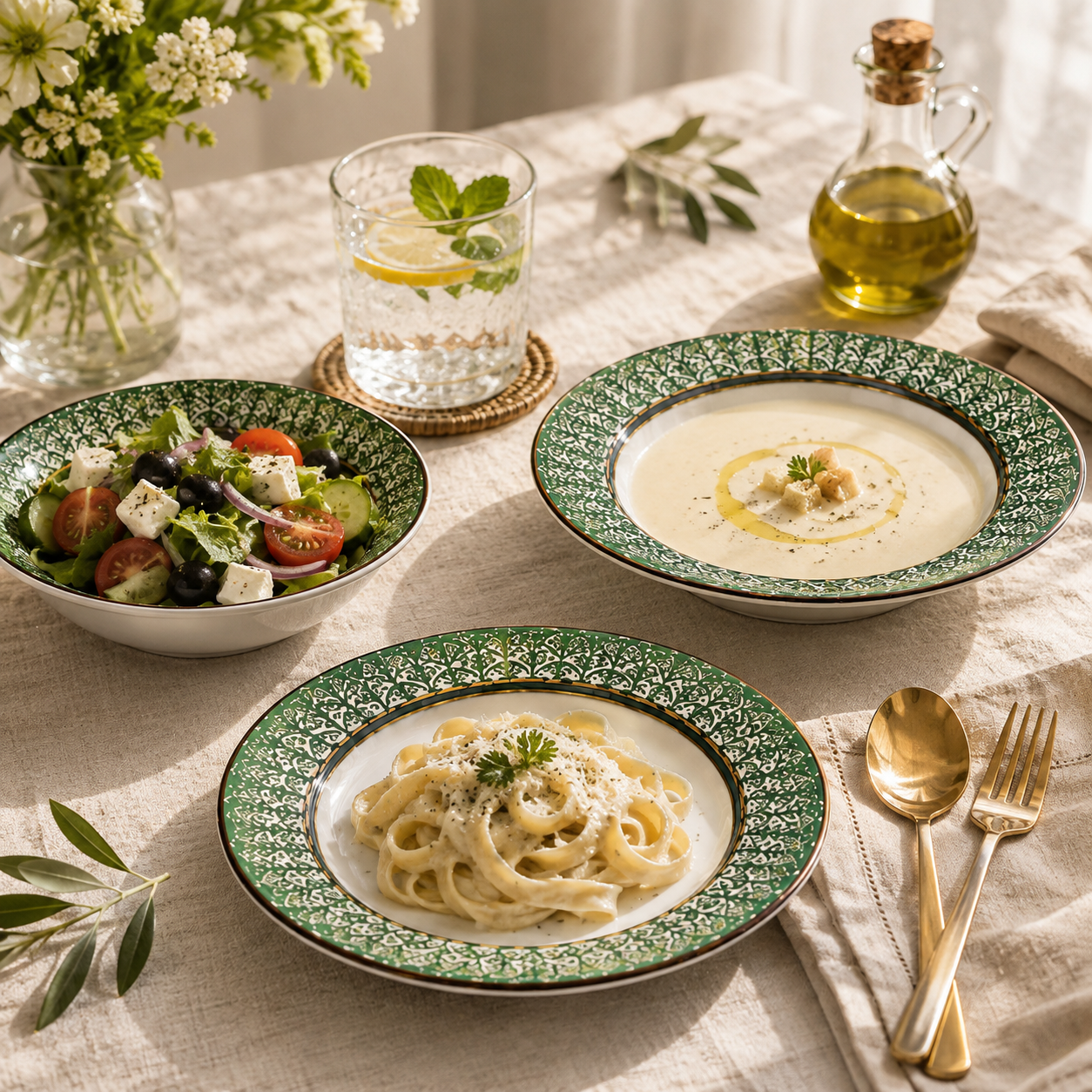 B/C 18-Pieces Bone China Plate Sets