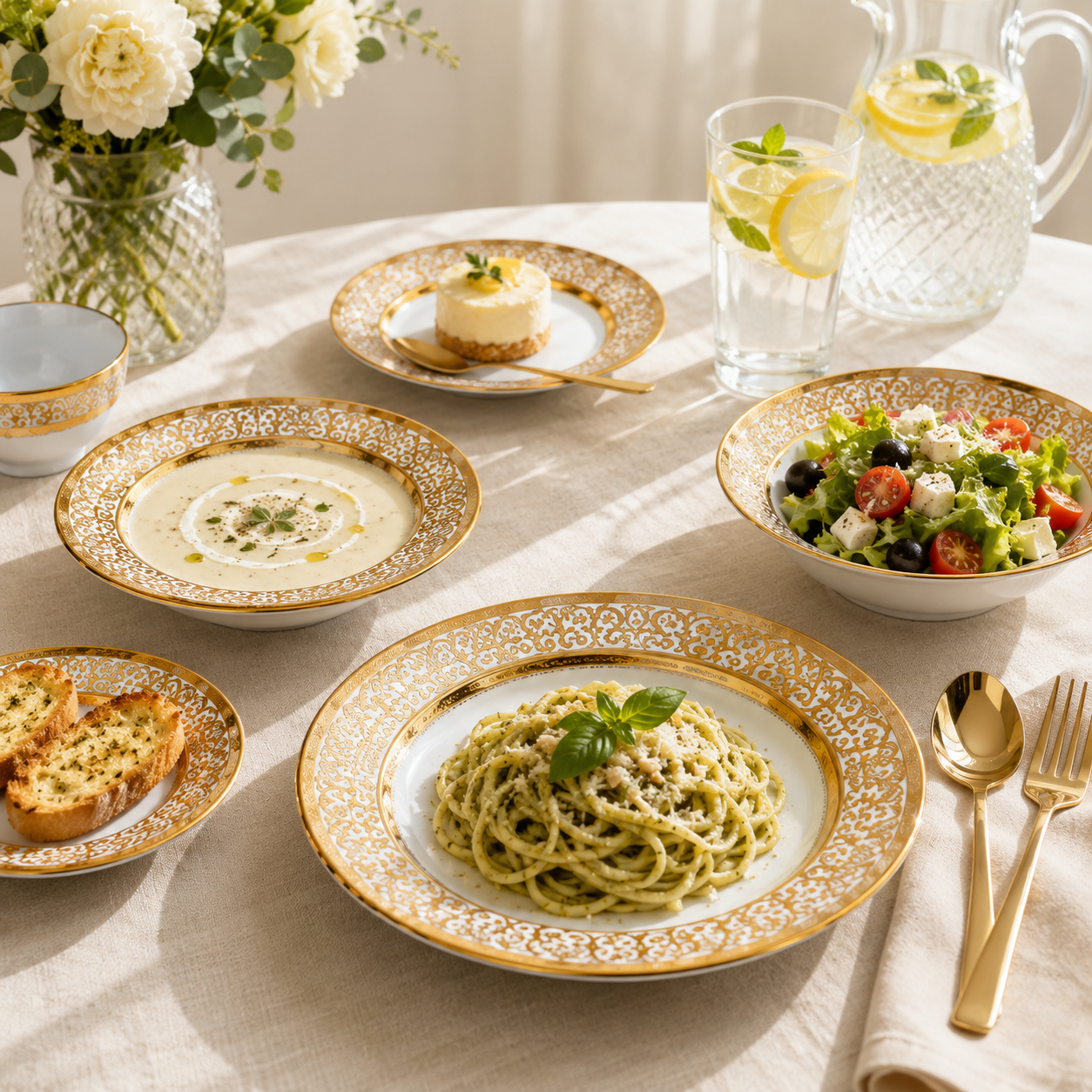 B/C 24-Pieces Bone China Plate Sets