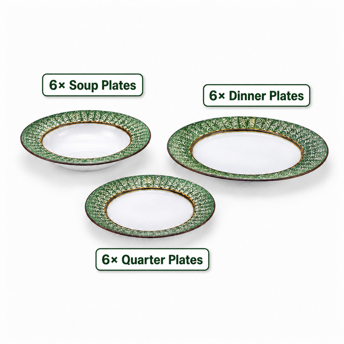 B/C 18-Pieces Bone China Plate Sets