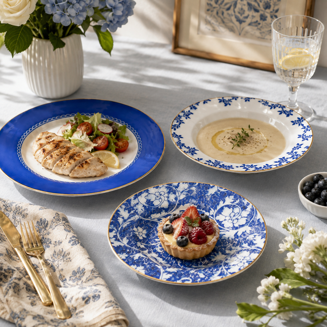 More & More 18-Piece Bonne China Plate Set