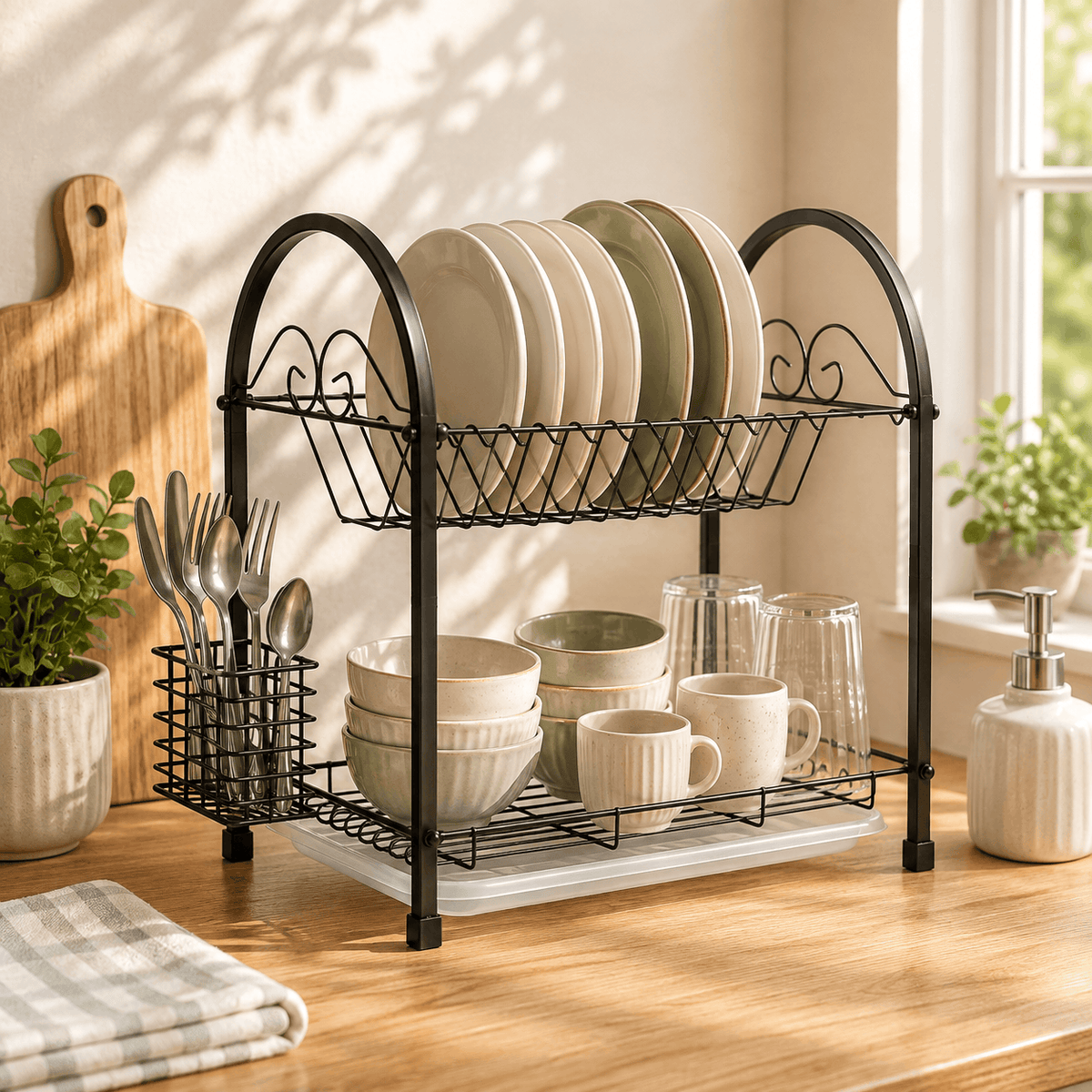 SK Stainless Steel Black Plate Rack Kaka Bawa Sons
