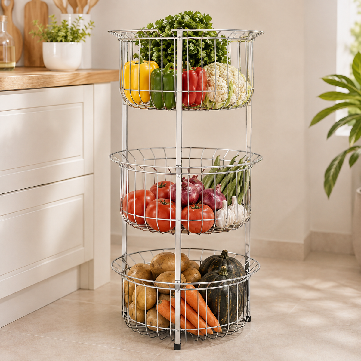 SK Silver Steel Chrome Vegetable Rack
