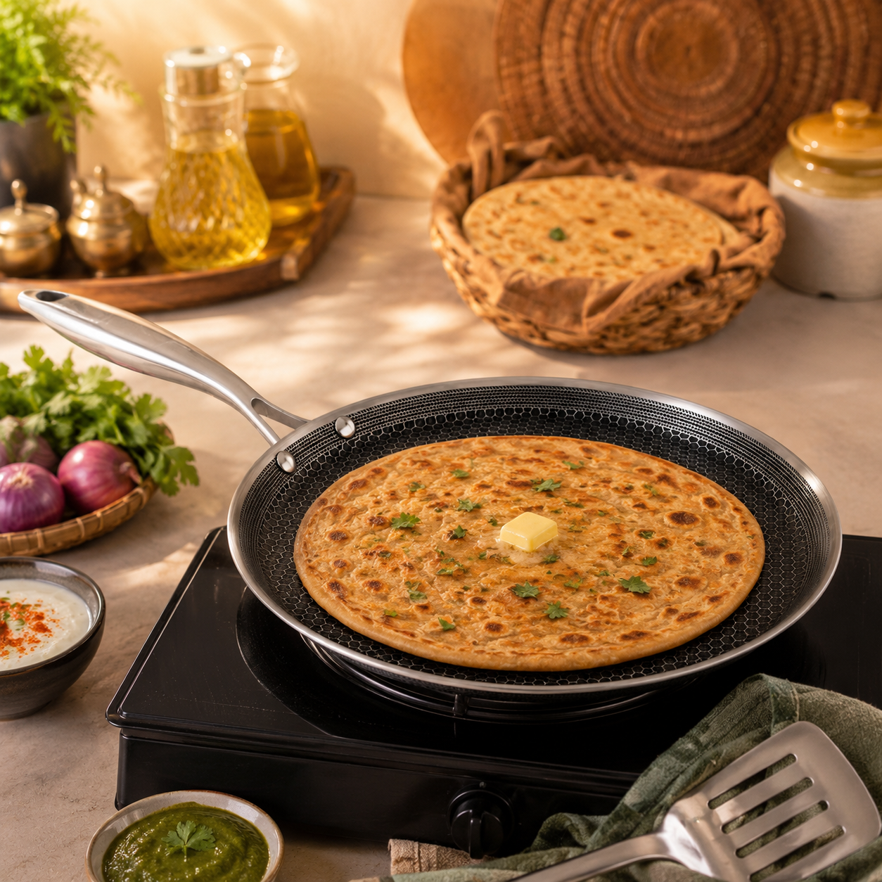 Contay Laser Coating Tawa With Steel Handle