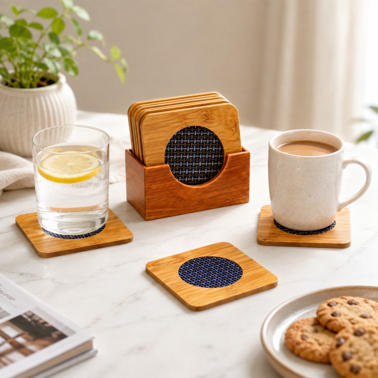 A1 6-Piece Wooden Mat Coaster Set