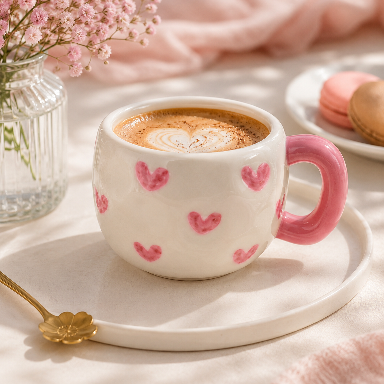 Pink Heart 300 ml Ceramic Mug