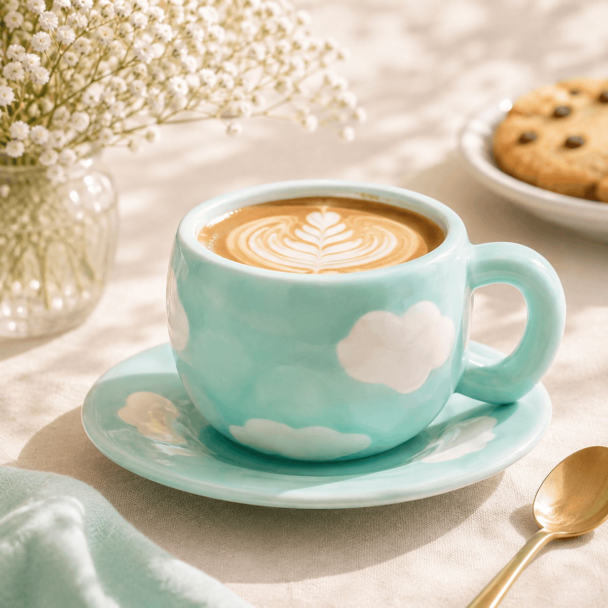 Cloud 300 mL Ceramic Mug With Saucer Kaka Bawa Sons