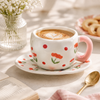 Floral Polka Dot 300 ML Ceramic Mug with Saucer