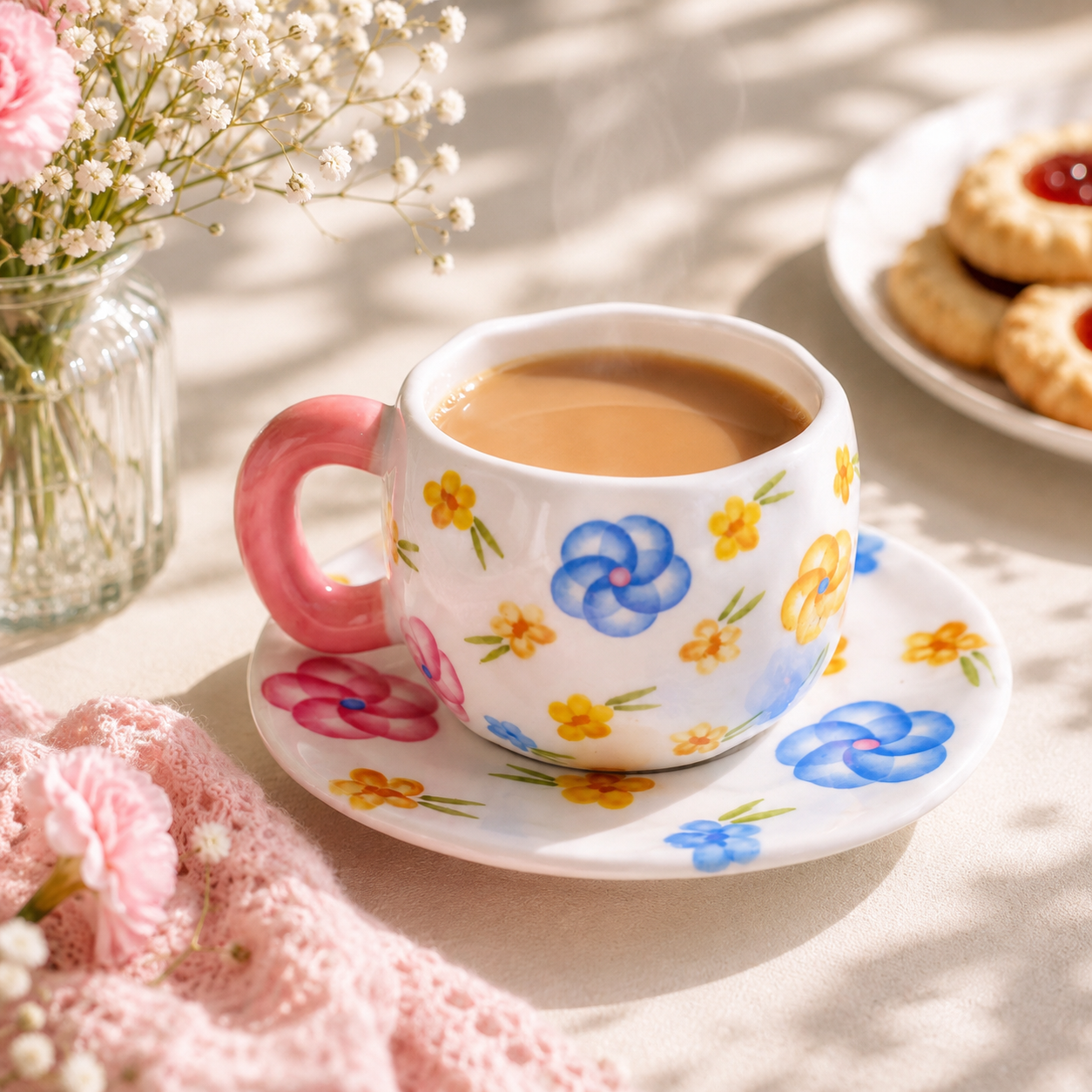 Wildflower 300 ML Ceramic Mug with Saucer