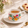 Watercolor Floral 300 ML Ceramic Mug with Saucer