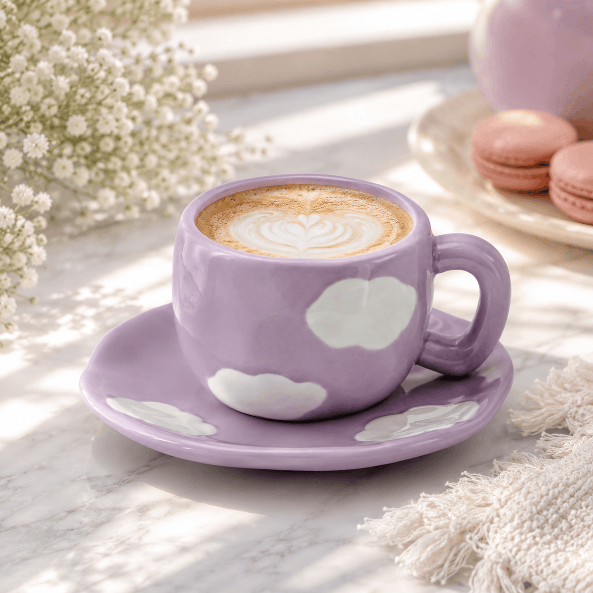 Cloud 300 mL Ceramic Mug With Saucer Kaka Bawa Sons