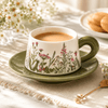 "Green Botanical Garden" 300 mL Ceramic Cup & Saucer