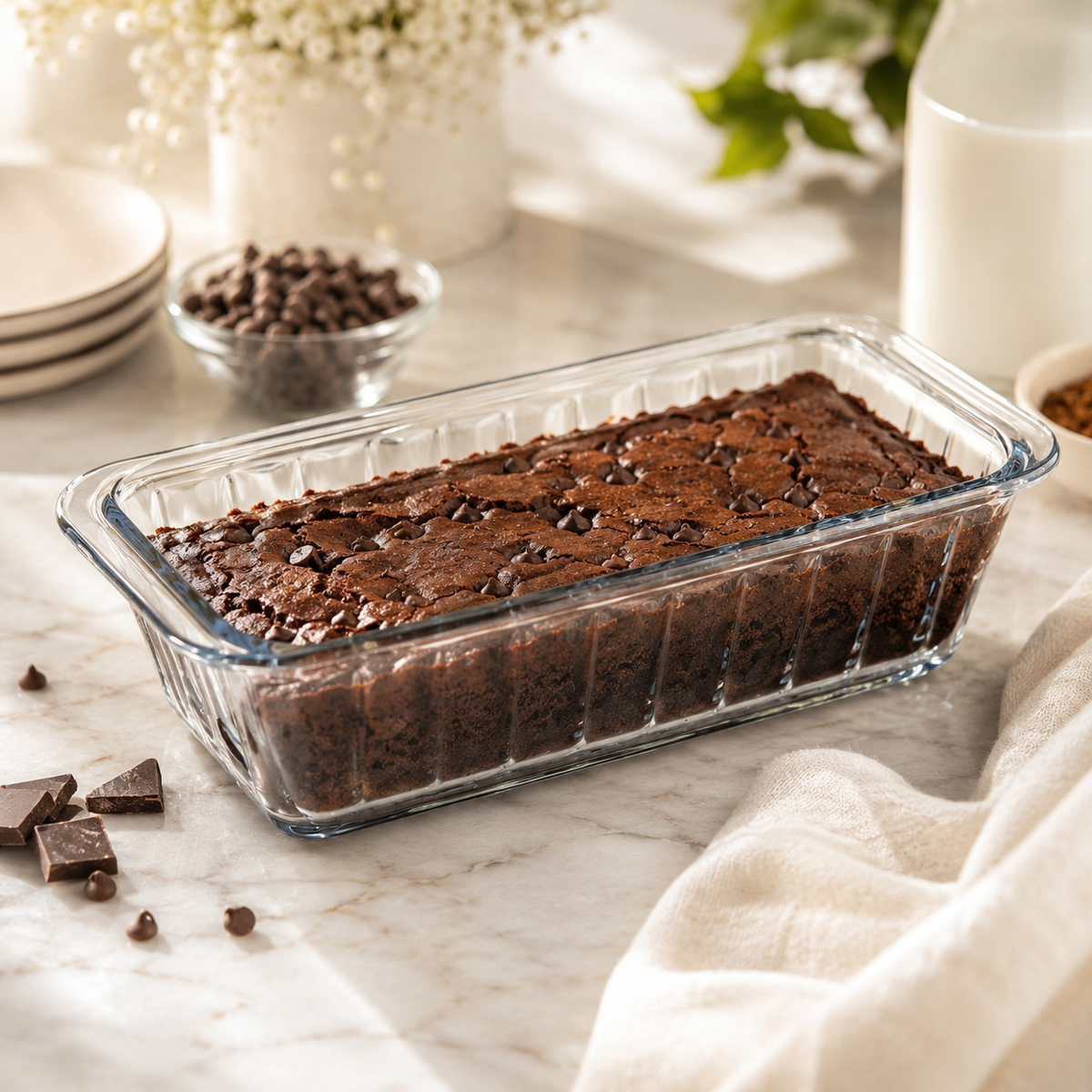 Pasabahce Borcam 800 mL Glass Rectangular Brownie Dish