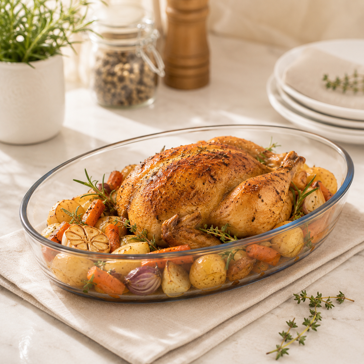 Pasabahce Borcam 3.2-Liter Glass Oval Roaster