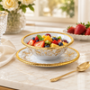 Brilliant Porcelain Serving Bowl  - White & Gold - 6 Inch