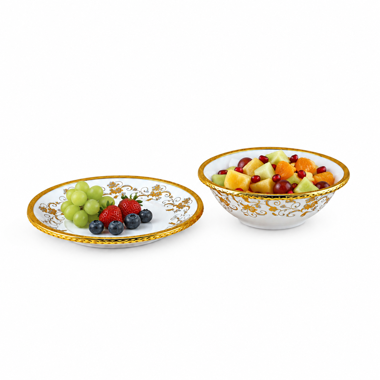 Brilliant Porcelain Serving Bowl  - White & Gold - 6 Inch