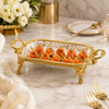 Brilliant Porcelain Rectangular Dish - Golden Flower - 10.5 Inch