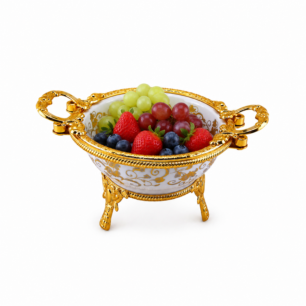 Brilliant Porcelain Serving Bowl - Gold Flower - 7 Inch