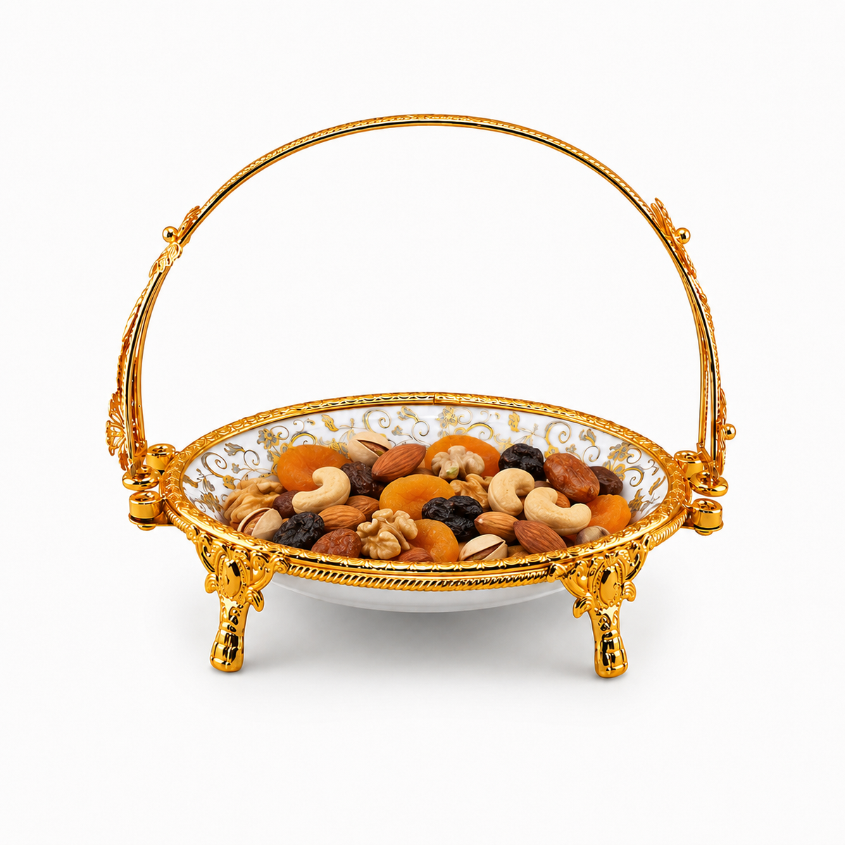 Brilliant Porcelain Oval Serving Dish - Gold Flower - 10 Inch