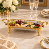 Brilliant Porcelain Rectangular Serving Dish - Gold Flower - 12.5-Inch