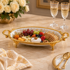 Brilliant Porcelain Oval Serving Dish - Golden Flower - 13.5 Inch