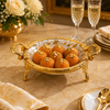 Brilliant Porcelain Round Serving Dish - Golden Flower - 8.5 Inch
