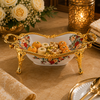 Brilliant Porcelain Wavy Oval Serving Dish - Red Flower - 12.5 Inch