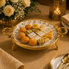 Brilliant Porcelain Round Serving Dish - Golden Flower - 10.5 Inch