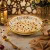 Brilliant Porcelain Round Serving Dish – Golden Flower Elegance, 10.5 Inch