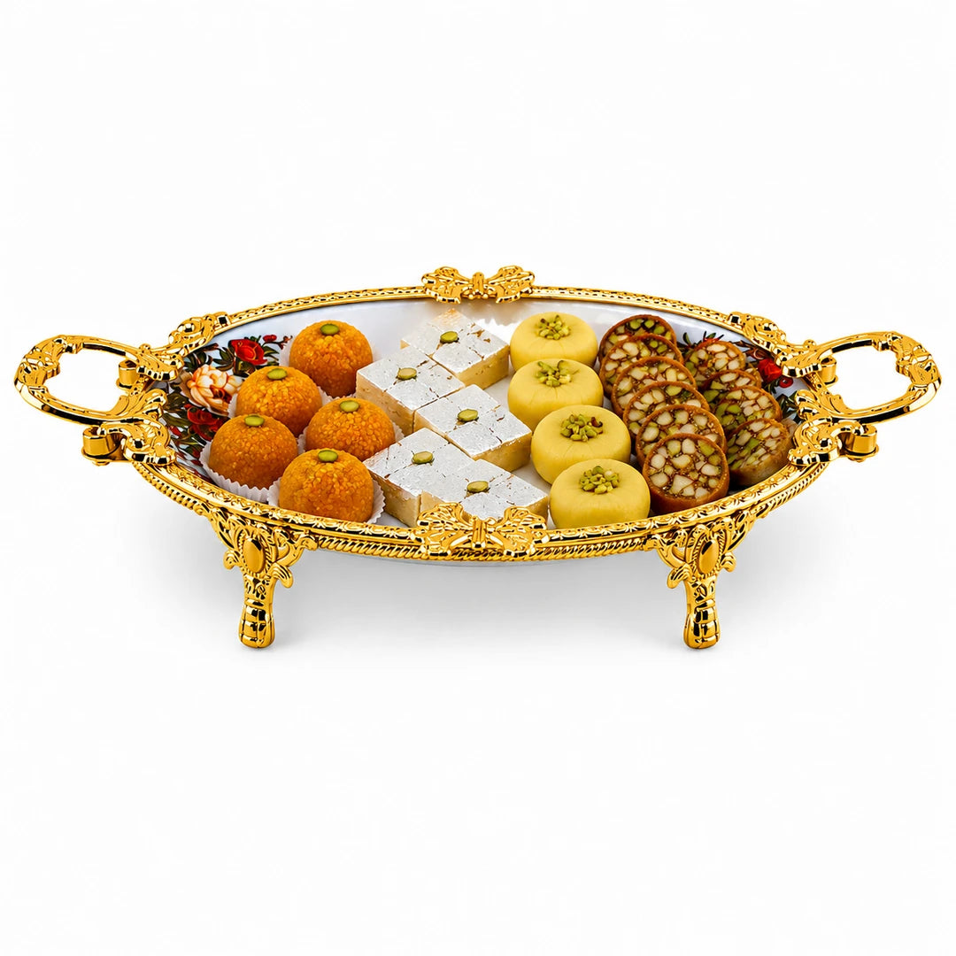 Brilliant Porcelain Oval Serving Dish | Red Flower | 13 Inch