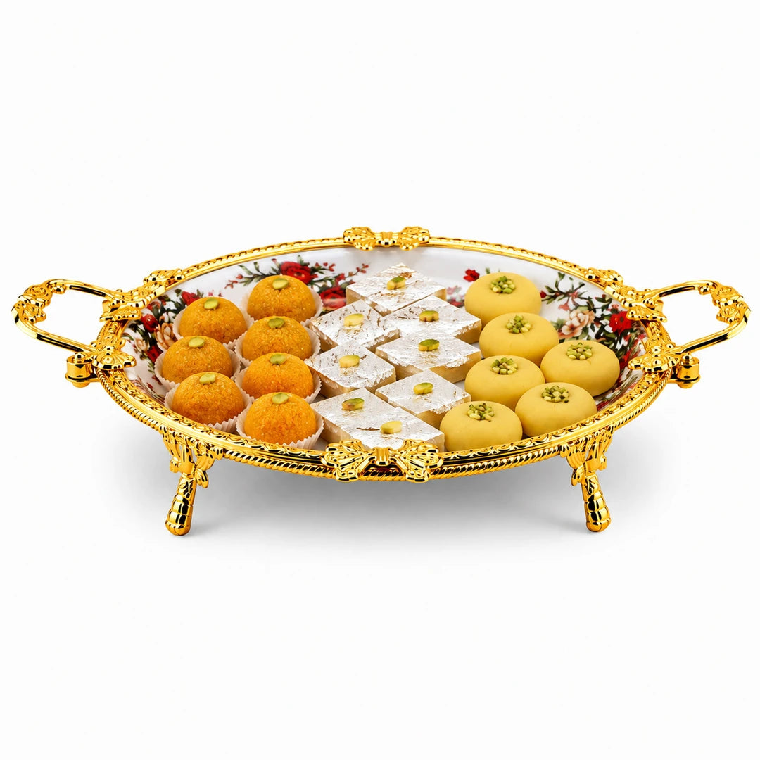 Brilliant Porcelain Oval Serving Dish | Red Flower | 13 Inch