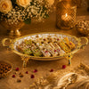 Brilliant Porcelain Oval Serving Dish | Golden Flower | 14 Inch