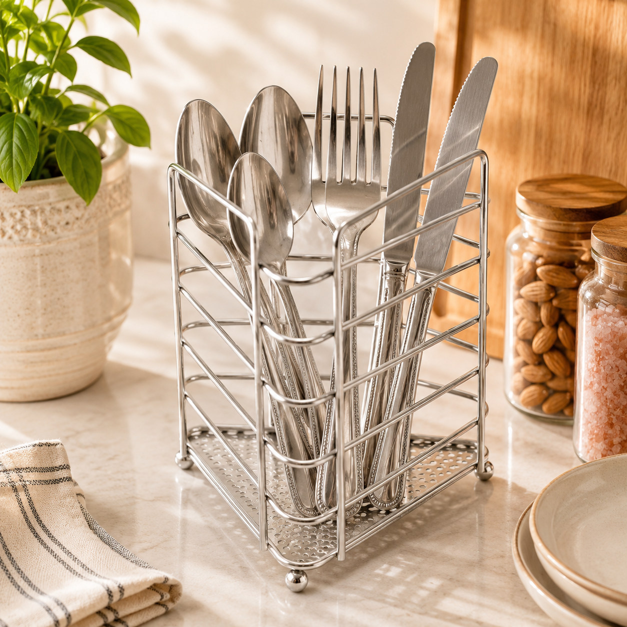 A.T Triangular Stainless Steel Cutlery Holder