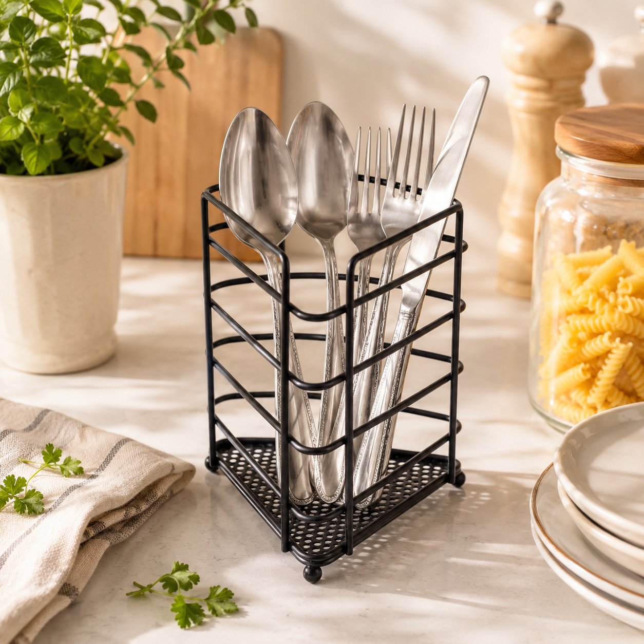 A.T Triangular Stainless Steel Cutlery Holder
