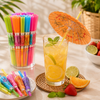 Artistic Plastic Multi-Colored Umbrella Straws Pack