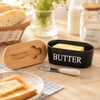 Lotus Ceramic Oval Butter Dish With Knife