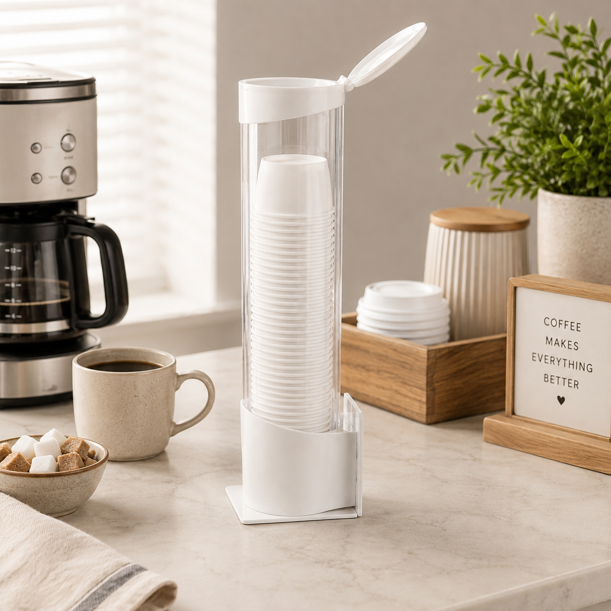Chef Large Plastic White Cup Dispenser