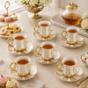 Royal 6-Piece Ceramic "White And Gold Luxury"  Cup And Saucer Set With Gift Box