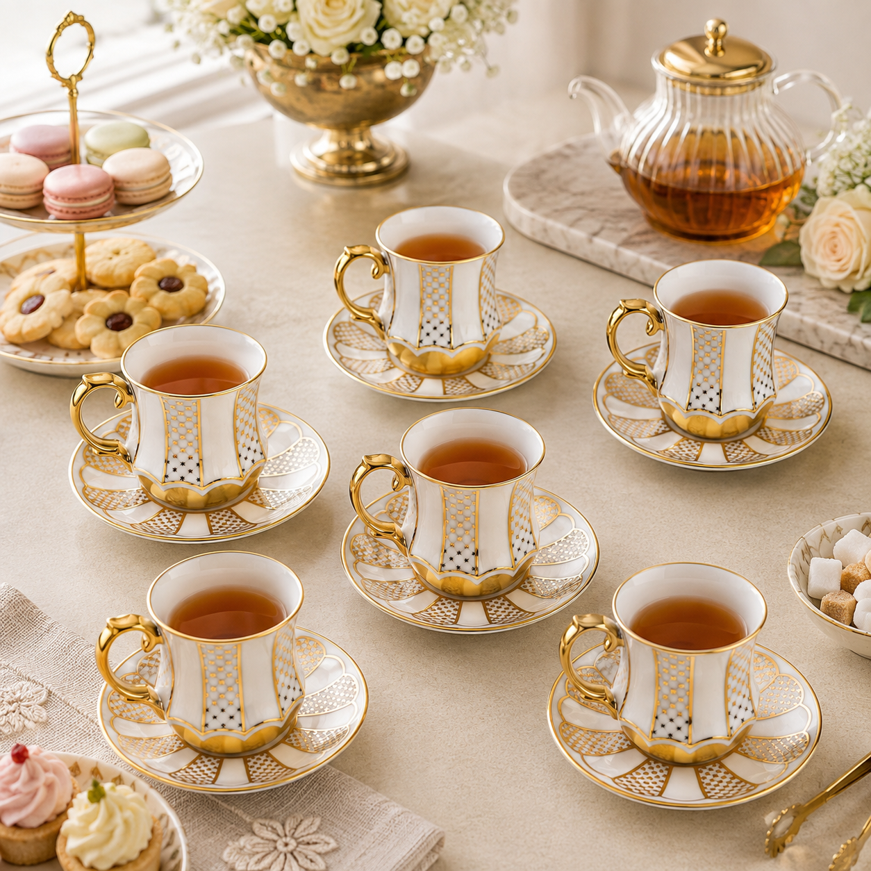 Royal 6-Piece Ceramic Cup And Saucer Set With Gift Box