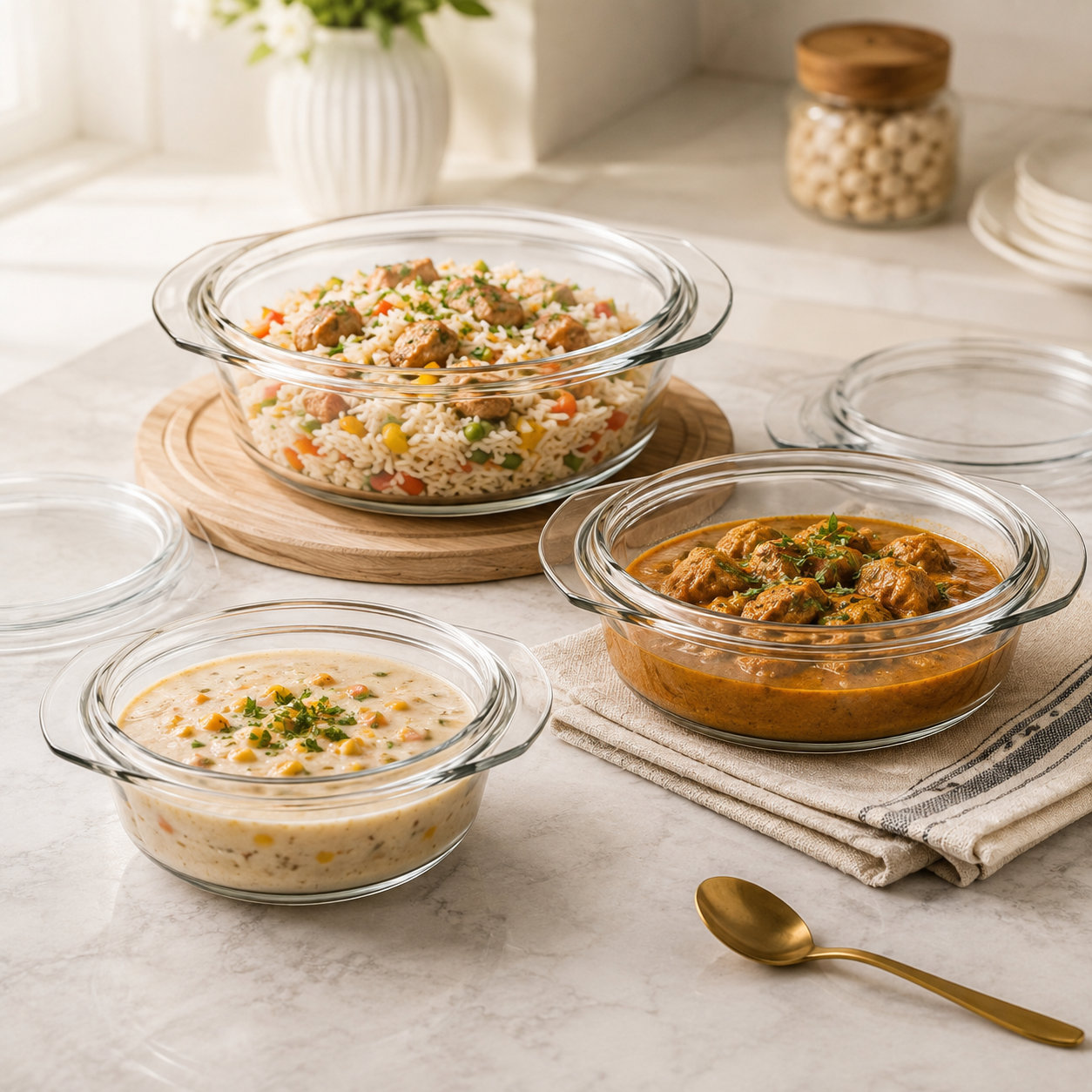 Flora 3-piece Glass Casserole Dish Set