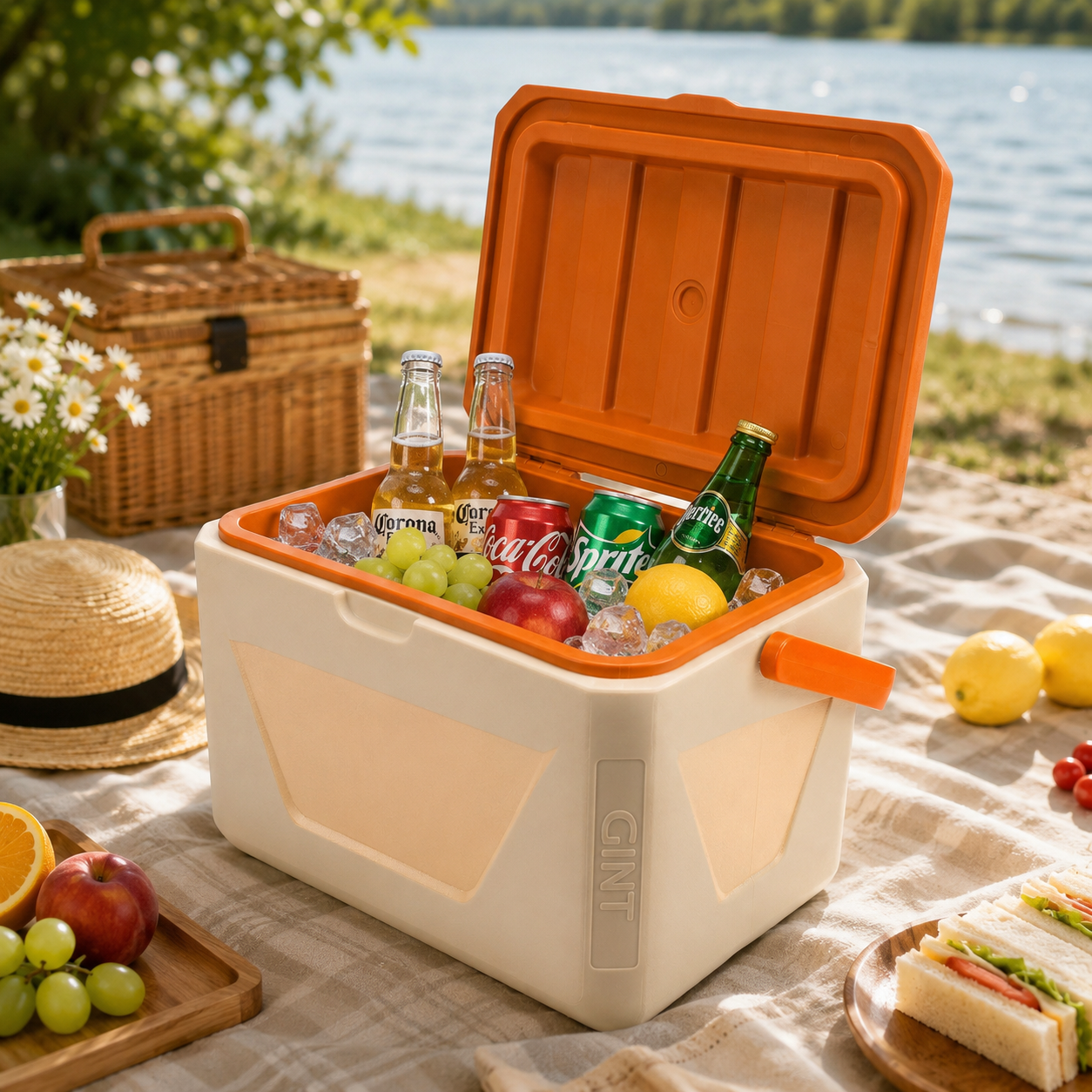 Gint 11-Liter White And Orange Plastic Ice Box