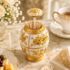 Fancy Metal Round Golden & Silver Toothpick Holder