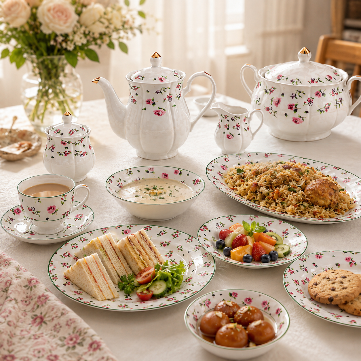 Royal 61-Pieces 8-Serving Bonne China Dinner Sets NG-Series