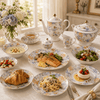 Royal FY Blue & Peach Floral 61-Piece Bone China Dinner Set for 8