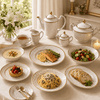 Royal SN Embossed Gold 61-Piece New Bone China Dinner Set