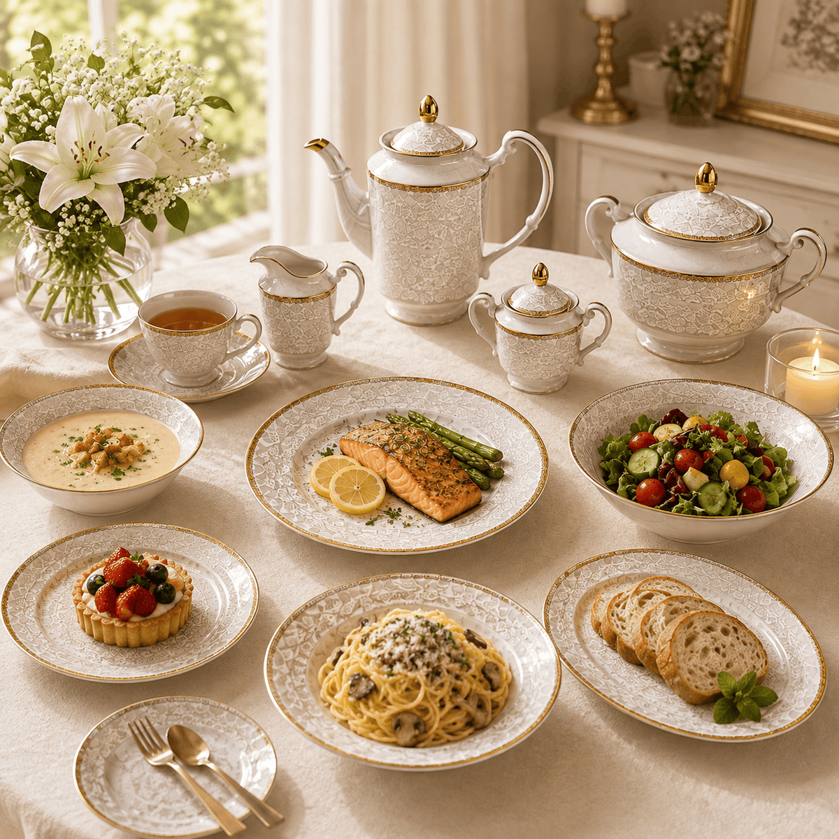 Royal 61-Pieces 8-Serving New Bone Dinner Set SN-Series Kaka Bawa Sons