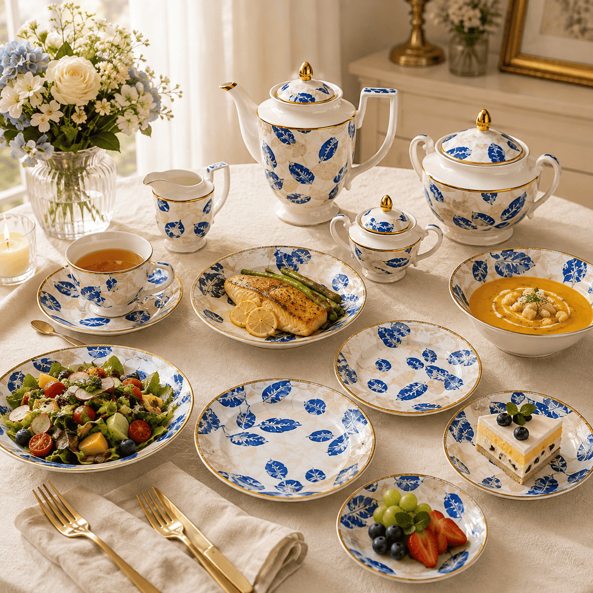 Royal 61-Pieces 8-Serving New Bone Dinner Set SN-Series Kaka Bawa Sons