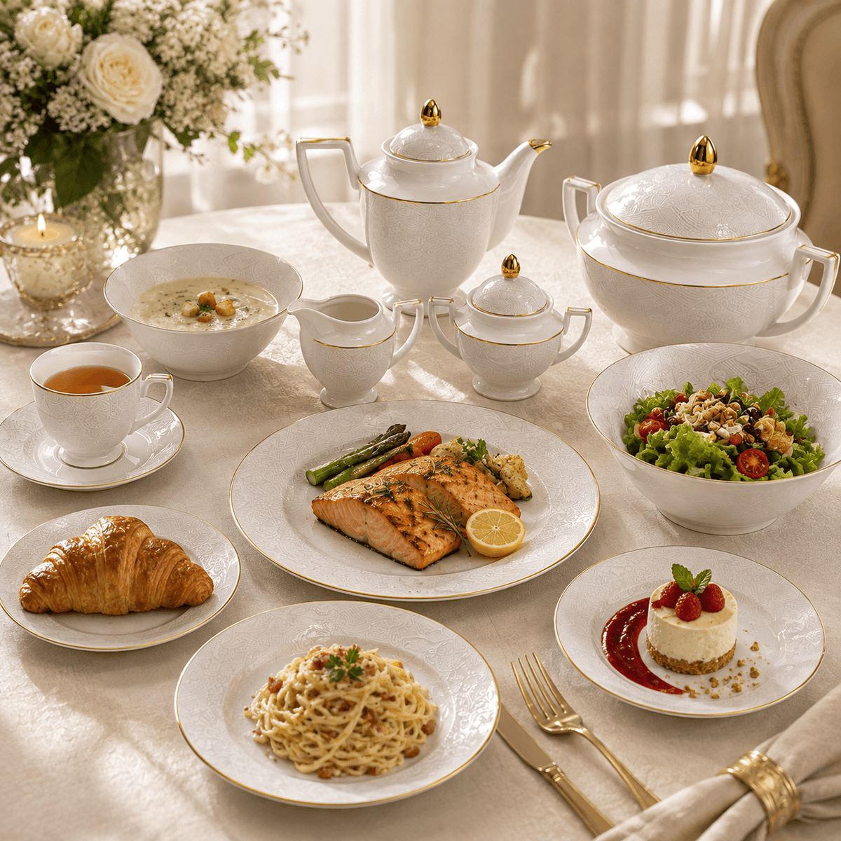 Royal 61-Pieces 8-Serving New Bone Dinner Set SN-Series Kaka Bawa Sons