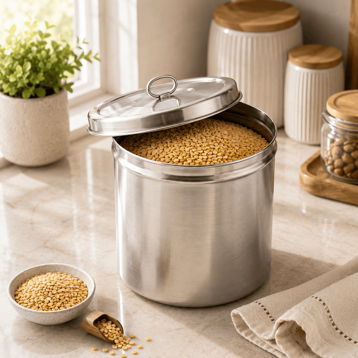R/S Stainless Steel Cylindrical Storage Container Kaka Bawa Sons