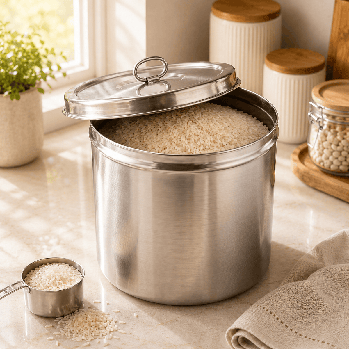 R/S Stainless Steel Cylindrical Storage Container Kaka Bawa Sons