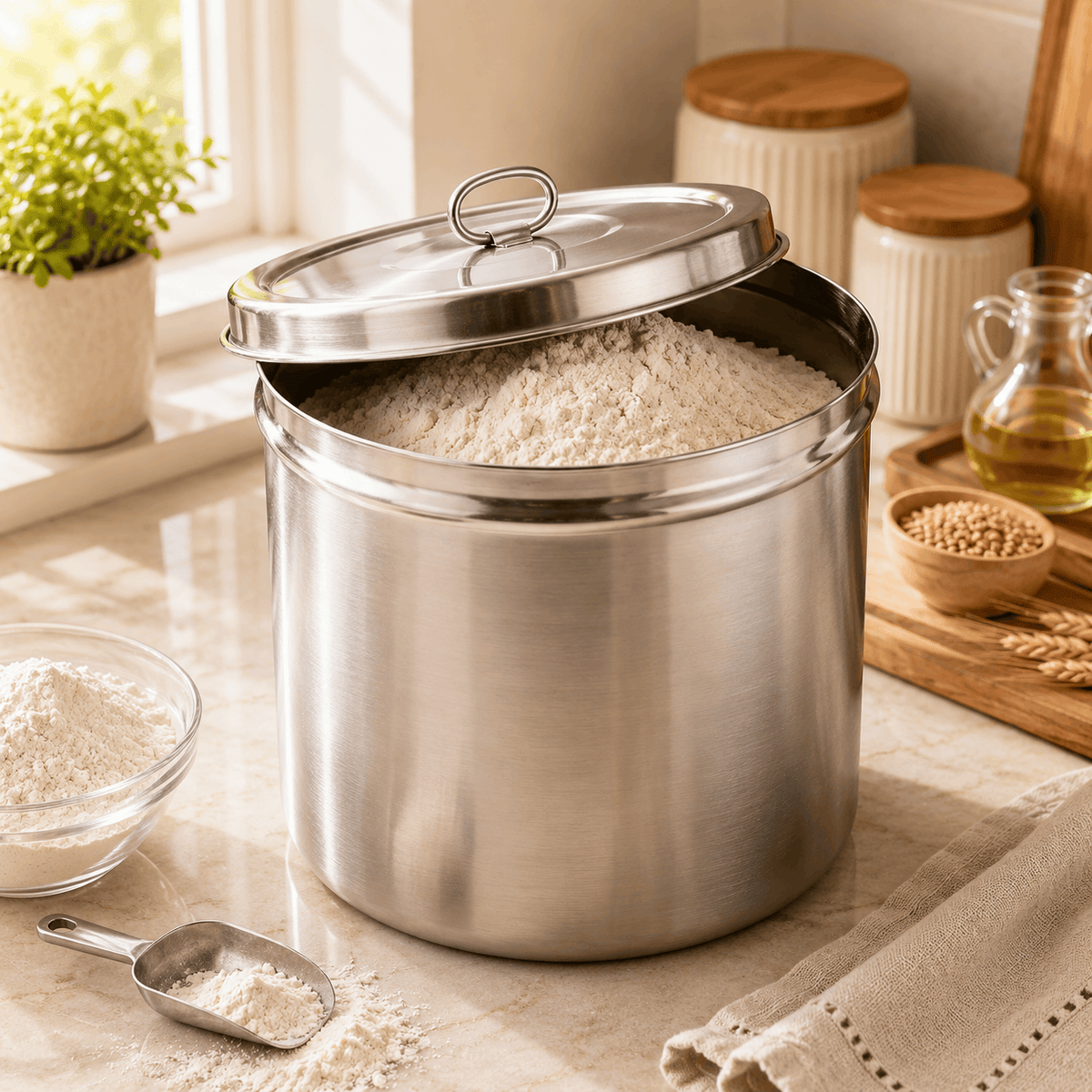 R/S Stainless Steel Cylindrical Storage Container Kaka Bawa Sons